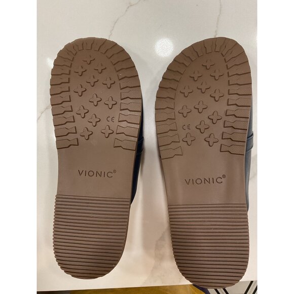 New Vionic Georgie Shoe Navy Napa Leather Mule Womens 10 Loafer Arch Support - Picture 6 of 6